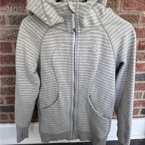 lululemon athletica Grey Striped Hoodie with Embroidered Logo